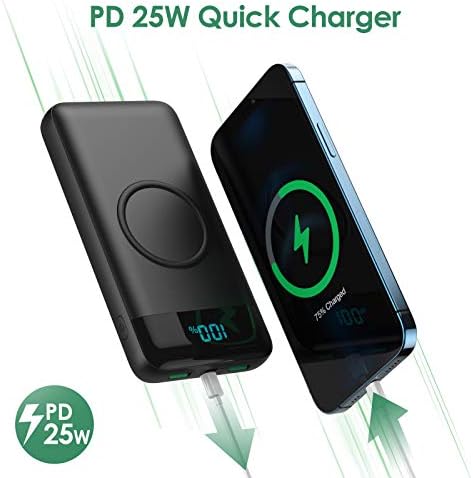 Ultra-High Capacity 30,800 m Ah Wireless Power Bank – 15 W Fast Charging & 25 W PD QC4.0 – Smart LED Display with 4 Outputs & 2 Inputs – Versatile USB-C External Battery Pack for i Phone, Samsung & More – Travel-Ready Charging Solution in Sleek White Finish