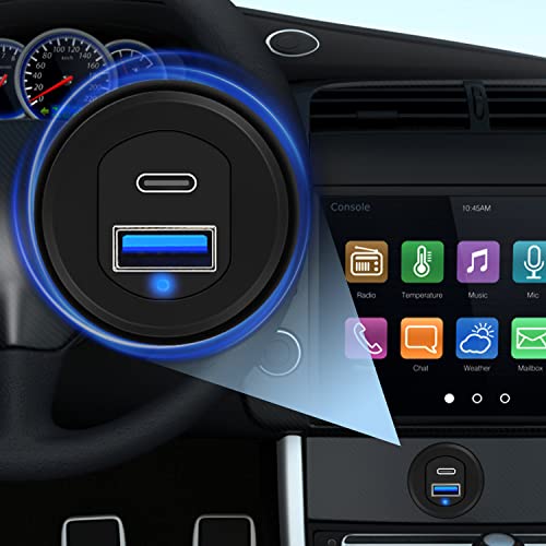 Revolutionize Your Vehicle’s Connectivity with the Type C 3.1 & USB 3.0 Flush Mount Extension Cable – 1-Foot Waterproof Dashboard Solution for Cars, Boats, and Motorcycles with Built-in LED Indicator for Enhanced Visibility and Fast Data Transfer