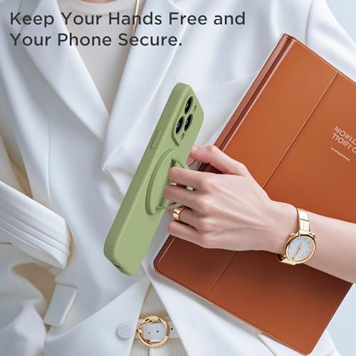 Upgraded Magnetic Phone Grip for i Phone: Premium Silicone Loop Holder with Mag Safe Compatibility – Ergonomic 360-Degree Stand, Non-Slip Design in Sleek Black for Enhanced Comfort and Secure Handling on i Phone 16/15/14/13/12 Pro Max/Plus