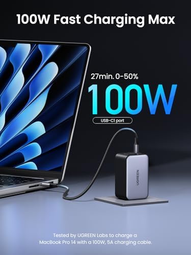 UGREEN Nexode X 100 W USB-C Charger Block – Ultra Compact 3-Port Ga N Power Adapter for Fast Charging Mac Book Pro, i Phone 15, Galaxy S24 Ultra, and More – Enhanced Compatibility with PPS Technology for Multiple Devices – Superior Energy Efficiency and Comprehensive Device Protection