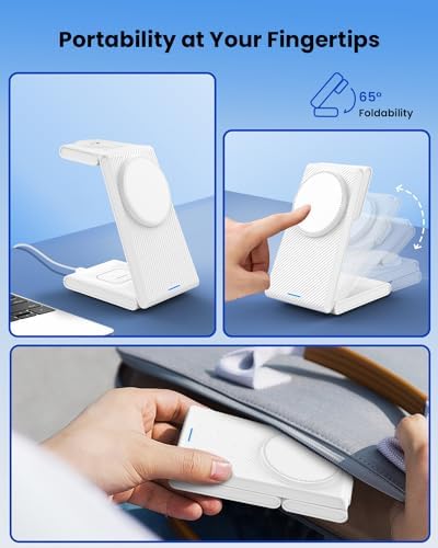 CIYOYO 3-in-1 Fast Wireless Charging Dock – Streamlined Power Hub for i Phone 16/15/14/13/12/SE, Apple Watch Series 9/8/7/6/SE/5/4, and Air Pods Pro/3/2 – Maximize Charging Efficiency with Innovative Safety Features and Sleek Aesthetic Design for Modern Living