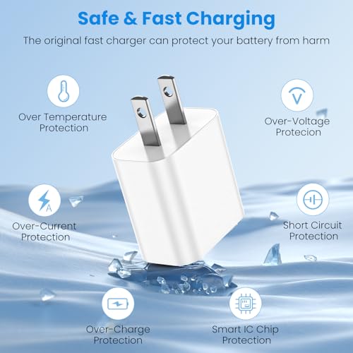 Rapid Charge i Phone 16 & 15 Accessory Set – 3-Pack 20 W USB-C Charger Blocks with 6 FT Type C Cables for Ultimate Efficiency and Compatibility – Perfect for i Phone 16/15, Plus, Pro, and Pro Max Models – Enhanced Durability and Flexibility for On-the-Go Charging