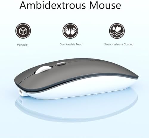 Uciefy Q5 Slim Rose Gold Wireless Mouse – Portable Optical Rechargeable Design with Silent Click, USB Receiver & Type C Adapter for Effortless PC, Laptop & Desktop Compatibility – Elevate Your Workspace with Style & Precision