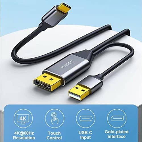 4 K@60 Hz Display Port to USB-C Cable 6.6 ft – High-Speed DP Male to Type-C Adapter for Mac Book Pro, i Pad Pro, Nreal Air VR – Ultimate Compatibility and Enhanced Viewing Experience
