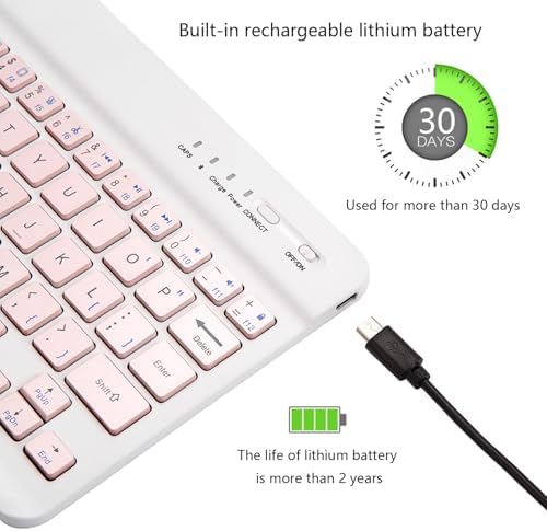 Portable Ultra-Slim Bluetooth Keyboard – Rechargeable Mini Wireless Typing Solution for i Pad, i Phone, Android Tablets and Smartphones – Enhanced Compatibility & Quick Response Keys – Perfect for On-the-Go Productivity