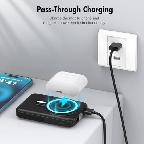 Effortlessly Stay Charged with the 10,000 m Ah 3-in-1 Magnetic Wireless Power Bank – Fast 22.5 W Charging for i Phone 15/14/13/12, Apple Watch, and Air Pods with LED Battery Indicator – Lightweight, Portable Design for Ultimate Convenience and Enhanced Compatibility