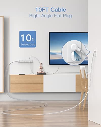 15 ft Heavy-Duty Extension Cord with Surge Protection | 8 AC Outlets & 3 Fast USB Ports | Flat Plug Wall Mount Power Strip for Home & Office | ETL Certified Charging Station for Safe, Efficient Device Management