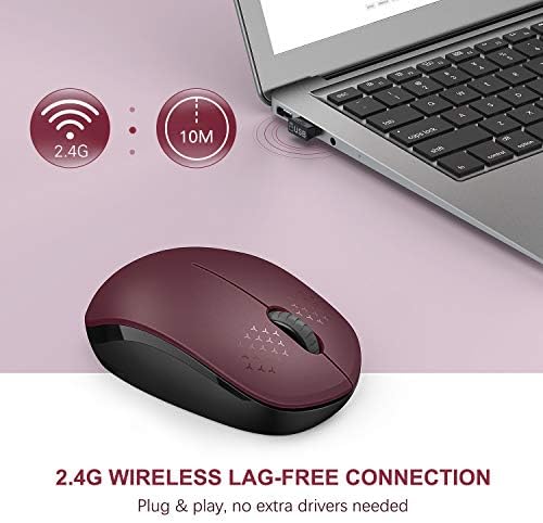Light Blue Wireless Mouse – Ultra-Quiet 2.4 GHz Noiseless Computer Mouse with USB Receiver for Seamless Windows Experience – Portable, Ergonomic Design for Home, Office, or Travel