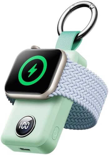 JOYROOM 2000 m Ah Magnetic Wireless Charger for Apple Watch – Compact Keychain Travel Essential for Series 10-2 with Enhanced Speed and Durability, Sleek Black Design for On-the-Go Power Solutions