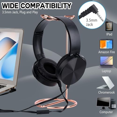 K-12 Classroom Headphones with Microphone – Durable Wired Student Audio Solution for Enhanced Online Learning, Travel & Library Use – Comfortable Fit, Adjustable Design, Superior Sound Quality & Device Compatibility for Kids – 2 Pack
