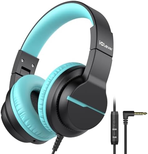 i Clever Kids Headphones: Safe 85 d B Volume-Limited Over-Ear Stereo Sound for Children – Foldable, Lightweight, and Compatible with i Pads and Computers for Easy Travel and Learning