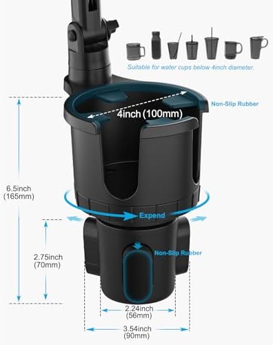 Mag Safe Car Mount Cup Holder – Innovative Magnetic Phone Holder with Adjustable Height for Optimal Viewing, Designed for Standard Cup Holders, Compatible with i Phone 16, 15, 14, 13, 12, 11, X Pro Max Plus – Boost Driving Safety and Hands-Free Convenience