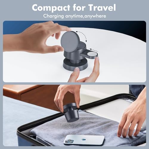 Ultimate 3-in-1 Wireless Charging Hub with Integrated Night Light – Fast 15 W Charger for i Phone 16/15/14 & Air Pods, 2.5 W Apple Watch Ultra Compatible with Foldable Magnetic Stand for Optimal Viewing – Perfect for Home or Office Use