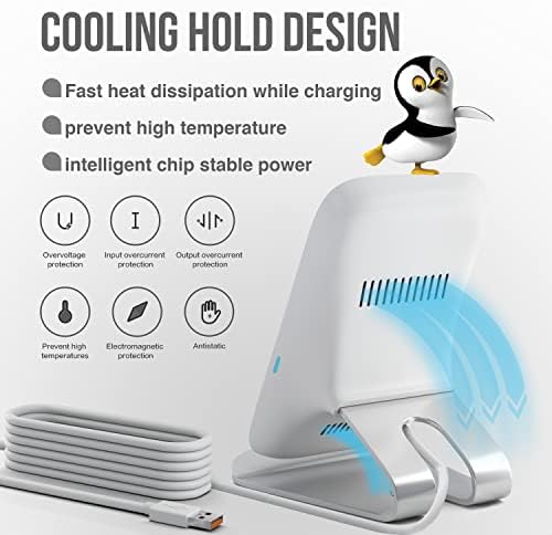 Revolutionary 10 W Qi-Certified Fast Wireless Charging Stand for i Phone & Samsung – Sleek Gray Design with QC3 Adapter for Ultimate Charging Efficiency – Compatible with i Phone 16/15/14/13/12/11 & Galaxy S22/S21/S20/S10/S9/Note 20 – Elevate Your Home and Office Charging Experience