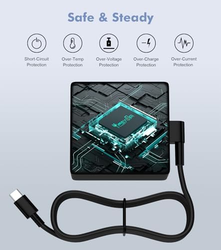 Power Up Your Laptop Anywhere: 100 W USB-C Fast Charger for Asus, HP, Lenovo, Mac Book & More – Versatile, Compact & Safe Charging Solution with 6 ft Cords for Enhanced Compatibility and Speed