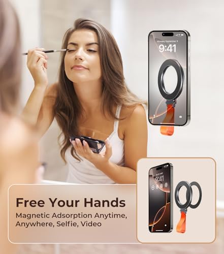 Chic Glitter Magnetic Phone Ring Holder for Mag Safe – Stylish Finger Grip Stand for i Phone, Kindle & Smartphones, Enhanced Stability with Versatile Compatibility for Pop Sockets – Elevate Your Daily Mobile Experience with Glamour and Functionality