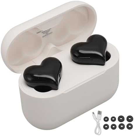 Heart-Shaped Bluetooth 5.3 Earbuds for Couples – Stylish Purple Wireless Earphones with Exceptional Hi-Fi Stereo Sound, Advanced Noise-Canceling Technology, and Portable Charging Case for Active Lifestyles and Romantic Escapes