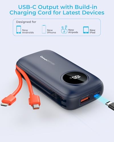 Stay Warm and Empowered: 10000 m Ah Heated Vest Battery Pack with Built-In Cables for Fast USB-C Charging – Ultimate Portable Power Bank for i Phone 16/15/14, Android & More – Essential Travel Companion for Adventurers and Cold Weather Enthusiasts
