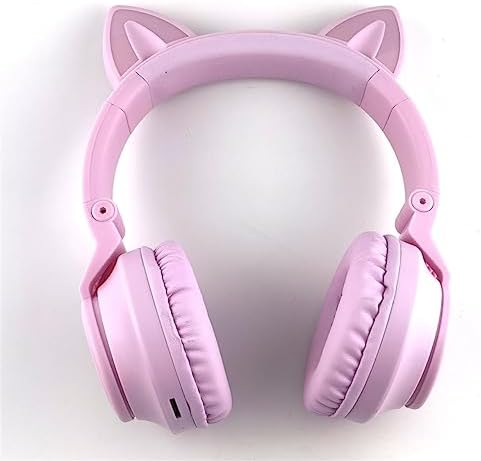 Charming Cat Ear Kids Bluetooth Headphones – Stylish Wireless On-Ear Design with Volume Limiter & LED Lights for Safe Listening – Compatible with Amazon Fire Tablets, Laptops, and More (Vibrant Pink) – Ideal for Toddlers and Young Music Lovers!