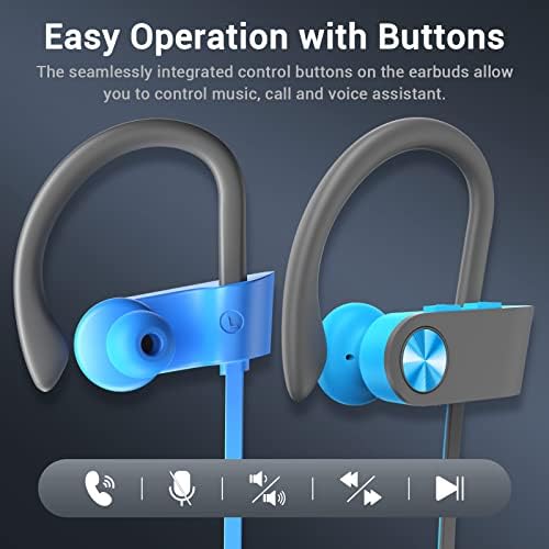 Ultimate Bluetooth 5.3 Waterproof Sports Earbuds – IPX7 Rated, 16-Hour Playtime, Noise Cancelling Mic, and Powerful Hi-Fi Bass for Active Lifestyles – Ideal for Gym and Running Enthusiasts