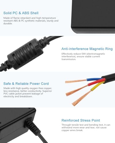 HP All-in-One Desktop Power Adapter – 90 W & 65 W AC Charger for 18″ to 27″ Models – 7.4 mm x 5.0 mm Plug – Enhanced Safety Features & Wide Compatibility – Ideal for Elitebook & Pavilion Series – 8.85 ft Long Cord – 12-Month Warranty Included – Reliable Power Supply with Overload & Short-Circuit Protection – Perfect Replacement for Multiple HP Models – CE/FCC/ROHS Certified for Safe Operation – Quality Assured Performance for Optimal Device Functionality