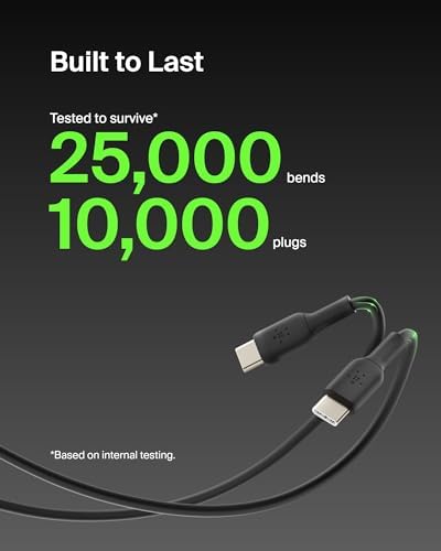 Belkin Boost Charge USB-C to USB-C Fast Charging Cable – 1 M (3.3 ft) Durable Power Cable for i Phone 16, Galaxy S25, Nintendo Switch 2 & More – Sleek Black Design for Quick Connectivity and Everyday Portability
