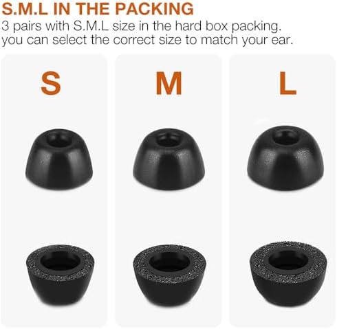 Premium Memory Foam Eartips for Audio-Technica ATH-TWX9, ATH-CKS50 TW & ATH-SQ1 TWBK Wireless Earbuds – Ultimate Comfort, Enhanced Noise Isolation, and Superior Audio Experience Replacement Tips
