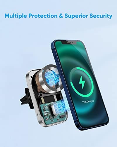 Powerlot 15 W Fast Wireless Car Charger Mount – Magnetic Phone Holder with Strong Suction & 360° Rotation for i Phone 15 Series – Ultimate Accessibility & Rapid Charging for On-the-Go Navigation and Enhanced Compatibility with Mag Safe Cases