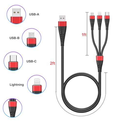 Innovative 4 FT Blue 3-in-1 USB Type C Charger Cable – High-Speed Multi-Device Charging Solution for i Phone 15, i Pads, Samsung & Android – Durable, Stylish, and Efficient Cable for Seamless Everyday Use