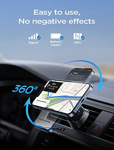 LISEN Mag Safe Car Phone Holder for i Phone 16-12 Pro Max – Strong Magnetic Dashboard & Vent Mount – Stylish Purple Design – Effortless Installation & Wireless Charging Support for Ultimate Driving Safety