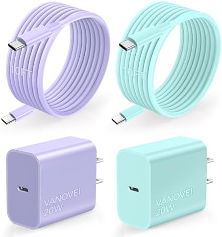 Ultimate 10 FT USB C Fast Charging Bundle for i Phone 16 Series – Dual USB C Charger Block with Long Cords for Enhanced Compatibility and Speed – Ideal for i Phone 16/16 Plus/16 Pro/16 Pro Max, i Pad, and Android Devices – Compact, Durable, and Portable Power Solution