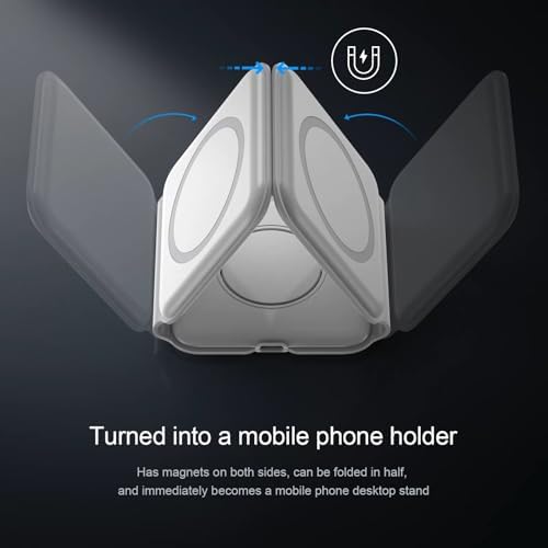 3-in-1 Magnetic Wireless Charging Pad for Apple Devices – Fast Charging Station for i Phone 12-16 Pro Max, Apple Watch, and Air Pods – Foldable Travel Charger with Included Charger for Ultimate Convenience and Compatibility