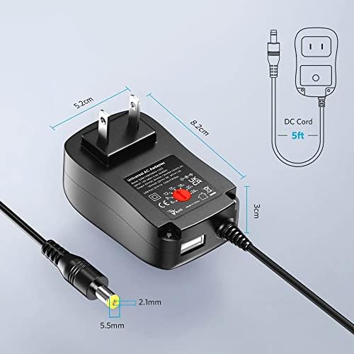 Belker 41 W Universal Multi-Voltage AC/DC Power Adapter – Energy Efficient Charger for 6 V to 24 V Devices – Compact, Lightweight Solution for Smartphones, Routers, MP3 s, Tablets & CCTV Cameras – Reliable 1.5 A Max Output with Overcurrent & Overheat Protection
