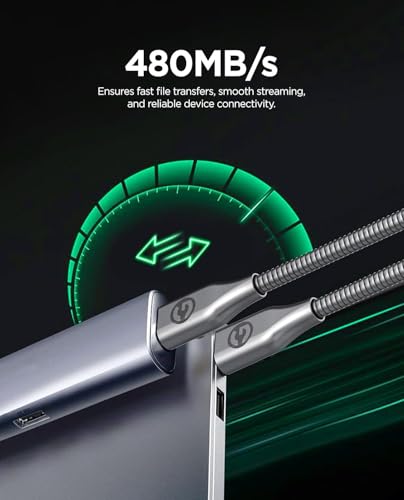 10 Ft Heavy-Duty Alloy-Braided USB-C Charger Cable for Fast Charging (60 W) – Premium Metal Construction for Samsung & i Phone Devices (Gunmetal) – Unmatched Durability and Flexibility for Everyday Use