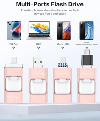 256 GB i Phone Photo Stick – High-Speed USB Flash Drive for Effortless Data Transfer & External Storage for i Phone/i Pad/PC (Sleek Blue Design) – Expand Your Memory with Style and Reliability