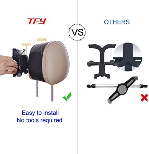 Universal Car Headrest Mount Holder by TFY – Hands-Free Entertainment for 4.5-6 Inch Phones & 7-10.5 Inch Tablets with Durable Silicon Net – Adjustable Angle Design for Optimal Viewing – Perfect for Family Road Trips & Daily Commutes