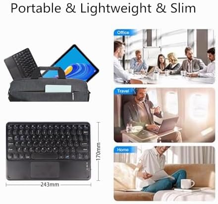 Portable Wireless Bluetooth Keyboard with Touchpad – 10-Inch Rechargeable Slim Design for i Pad Pro, Air, Mini & More | Stylish Purple Finish for Enhanced Productivity on i OS, Android & Windows Devices