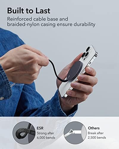 ESR Mag Safe 15 W Wireless Charger – Dual USB-C Charging Pad for i Phone 16 Pro Max, 16 Pro, 16, 16 Plus, 15, 14, 13, 12, and Galaxy S25 – Sleek Desert Titanium Finish – Effortless Magnetic Alignment for Air Pods Pro/3/4 – High-Speed Charging & Enhanced Device Compatibility