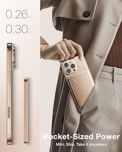 TORRAS Mag Safe-Compatible 5,000 m Ah Slim Portable Charger – Fast Wireless Charging Power Bank for i Phone 12-16 – Ultra-Thin Magnetic Battery Pack with USB-C Cable for Effortless On-the-Go Power Solutions