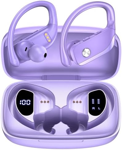 BMANI Bluetooth Wireless Earbuds – 48-Hour Playback Sport Headphones with LED Battery Display, Over-Ear Design & Secure Earhooks, Perfect for Active Lifestyles and Hands-Free Calls, Enhanced Compatibility for Seamless Device Pairing – Ideal for Workouts and Daily Commutes