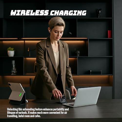 RAHMANIA 5.4 Bluetooth Wireless Earbuds – Next-Gen Noise Cancelling Headphones for i Phone & Gaming – 47-Hour Continuous Playtime, Deep Bass Sound – Ultimate Portable Charging & Crystal-Clear Call Clarity for On-the-Go Music Enthusiasts