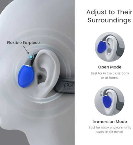 Puro Sound Labs Puro Flex-Kids: Enhanced Bone Conduction Bluetooth 5.3 Headphones for Active Children – Lightweight, Open-Ear Design with Sweat Resistance and Built-in Mic for Safe Listening and Environmental Awareness (Blue)