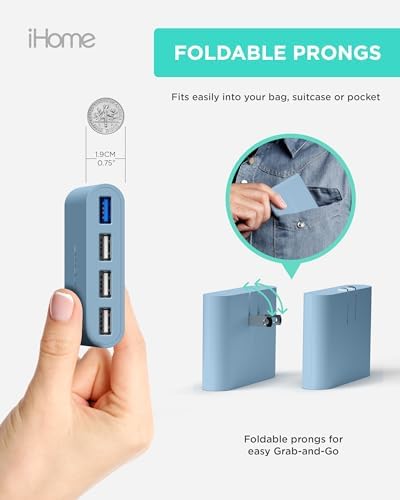i Home 2-Port USB Wall Charger – Compact Dual Port AC Adapter for Rapid Device Charging – Flat Design for Travel & Home Use – Enhanced Compatibility with Smartphones & Tablets – Safe, High-Speed Charging Solution