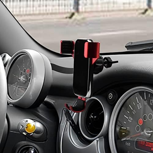 KUNGKIC Aluminum Car Cradle for Mini Cooper R50 R52 R53 – Versatile Rotatable Phone Holder with Foldable Design, Fits 3.5-5.5 Inch Smartphones – Stylish Red Interior Accessory for Enhanced Driving Experience and Safety
