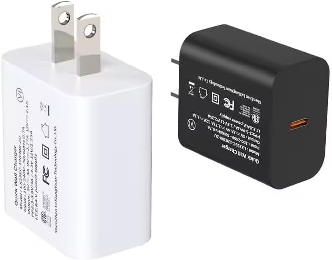 Rapid Charge 25 W USB-C PD Wall Charger with Dual Cables – Travel-Friendly Fast Charging Solution for i Phone 15/14/13/12, Samsung Galaxy S24/S23, Google Pixel, and i Pad – Compact Design for On-the-Go Power Delivery with Enhanced Safety Features