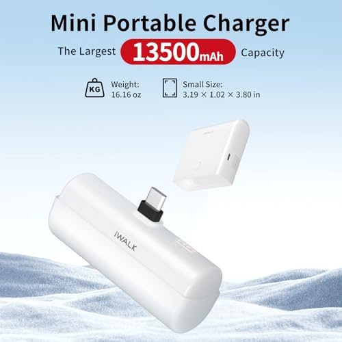 i WALK 13500 m Ah USB-C Portable Charger – Ultra-Fast Charging Power Bank for i Phone 16/15/16 Plus/16 Pro Max, i Pad & More – Lightweight Battery Pack in Stylish Pink for On-the-Go Convenience and Enhanced Device Compatibility
