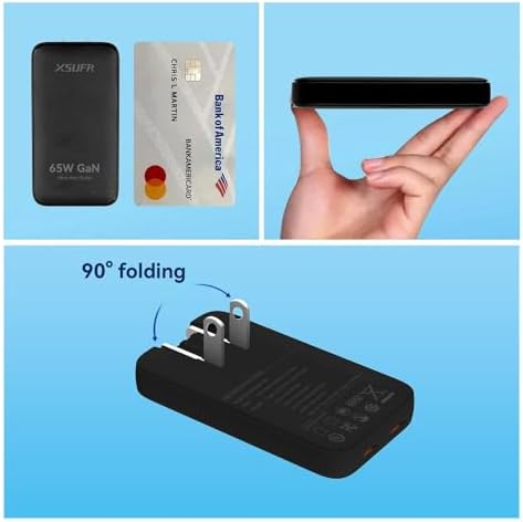 Sleek 65 W Ga N USB-C Wall Charger – Dual Fast Charging Ports for Laptops, Tablets & Phones – Travel-Friendly Compact Design with PPS for Optimal Charging Speed – Versatile Black Finish for On-the-Go Efficiency