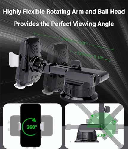 Sleek Silver 3-in-1 Wireless Car Charger & Phone Mount – Effortless Fast Charging for i Phone 16/15/14/13/12/11 & Samsung Galaxy S23/S22/S21/S20/S10+/S9+/Note 9 – Auto-Clamping Design for Safe, One-Handed Operation & Adjustable Viewing Angles