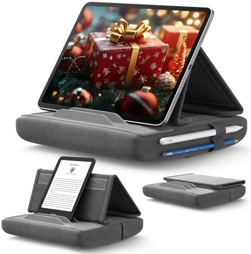 JSAUX Multi-Angle Tablet Pillow Stand – Ergonomic Holder for i Pad, Kindle & Smartphones, 4-11″ Devices in Navy Blue – Ultimate Comfort for Hands-Free Viewing on Bed, Lap or Desk, Ideal for Movies, Reading & Video Calls