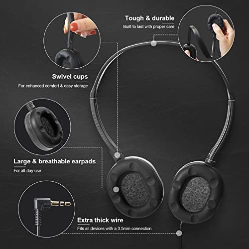 Flutesan 30 Pack Kids Adjustable Wired Headphones – Premium On-Ear Stereo Sound Earbuds for Classroom and Travel – Lightweight, Durable Design for Boys and Girls – Ideal Tangle-Free Audio Solution for Laptops, Tablets, and More